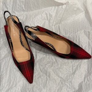 Zara Red and Black Plaid Heels